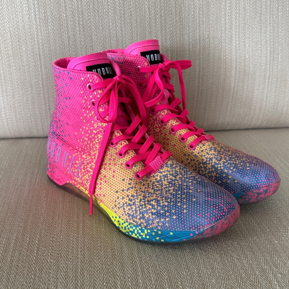 NOBULL Men’s/Women’s Glitch High Top CrossFit Neon Pink Gym Workout Shoes